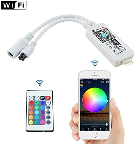 Ucharge Mini Wi-Fi RGB Led Controller+IR 24 Keys Remote Controller for Strip Lights 3528 5050 SMD (Android/IOS Support)