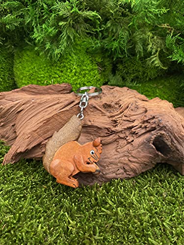 Onwomania Scoiattolo portachiavi in ​​legno con