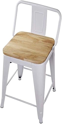 Miniatura 38 de GIA Taburete de metal con respaldo medio de 24 pulgadas de altura de mostrador con asiento de madera oscura, 1 paquete, color negro Negro -,Blanco