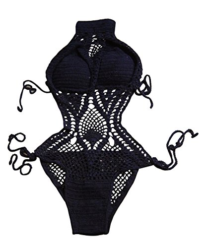 Maillots de Bain 1 pièce Maillot de Bain Bikini Dentelle Monokini Crochet pour Femme Noir Cover