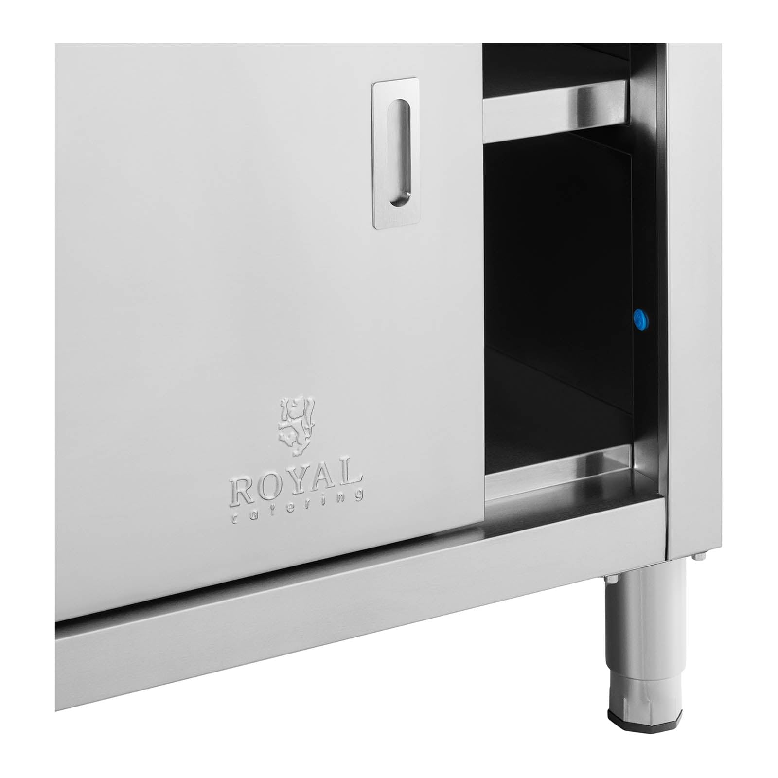 Base mobile da cucina in acciaio inossidabile con ante scorrevoli (portata 600 kg, 1 ripiano) by HELLOSHOP26