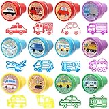 スタンプ のりもの スタンプ ミニスタンプ インク入り 全１２種×各１個 計１２個セット(小容量 ご家庭 お楽しみ会 誕生日 幼児施設 向け) インク入り 文房具 文具 ファンシー 文具 自動車 救急車 消防車 おもちゃ 玩具 ハンコ はんこ チェック ホビーお絵描き プレゼント お祭り 縁日 三洋堂