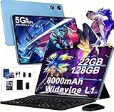 2026 Tablette 10 Pouces Android, 128Go ROM(TF 2To)+ 22Go RAM, 5G WiFi Octa Core 2.0GHz, 8000mAh, GPS, Gemini AI tablette, 5+8MP, Bluetooth 5.0, Widevine L1, Tablette Tactile avec Clavier+Souris (Bleu)