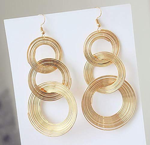 70s Disco Women Jewelry Set Metal Thin Thread Wire Coil Cuff Bracelet Triple Swirl Gold Earrings Trendy Boho Jewelry4