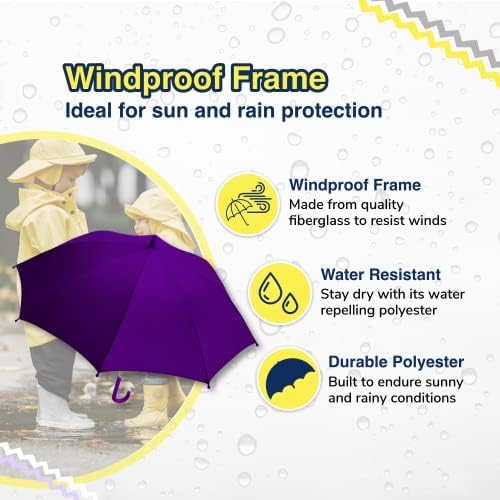 The Weather Station Children's Rain Umbrella, Manual Metal Folding Stick Umbrella, Windproof, Lightweight, Full Coverage Arc - Image 4