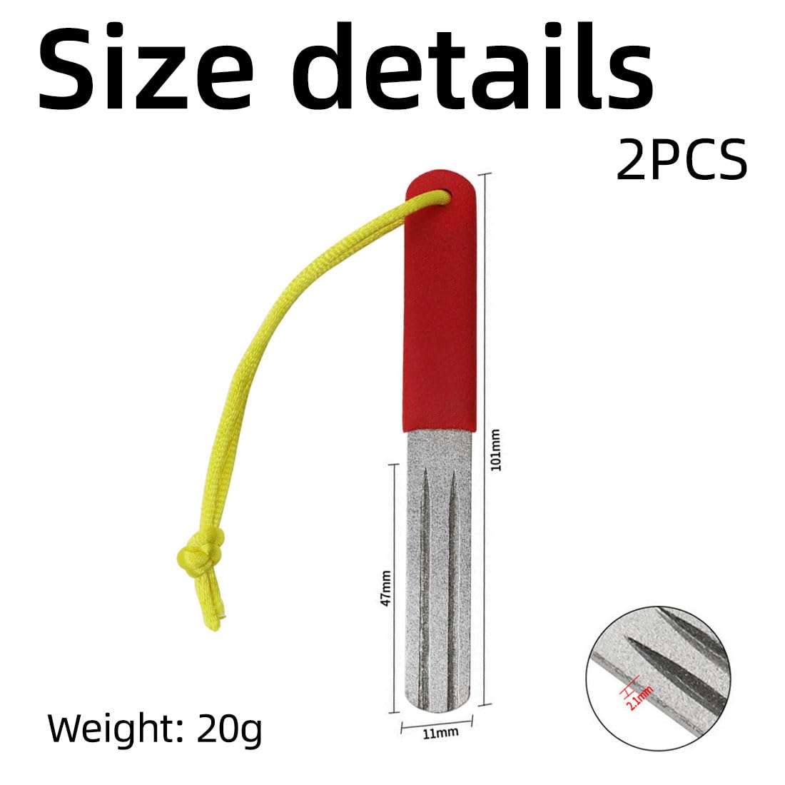 2 pcs afilador de anzuelos para Peces, Herramienta de Afilado portátil, Herramienta Afilado para Pesca al Aire Libre con Mango de Grano Fino y Medio, con Mango y Colgante(Rojo)