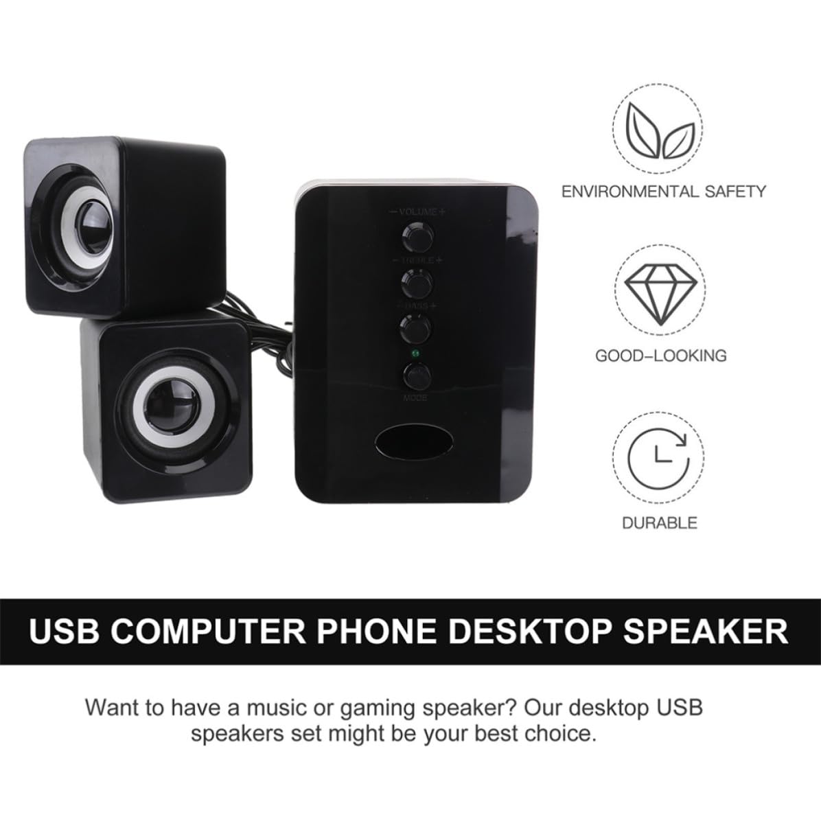 Altoparlante Compatto USB per Computer e Telefono Nero in Plastica Interfaccia Audio 3.5mm e Alimentazione Dc5v per Ufficio e Desktop Colore Casuale
