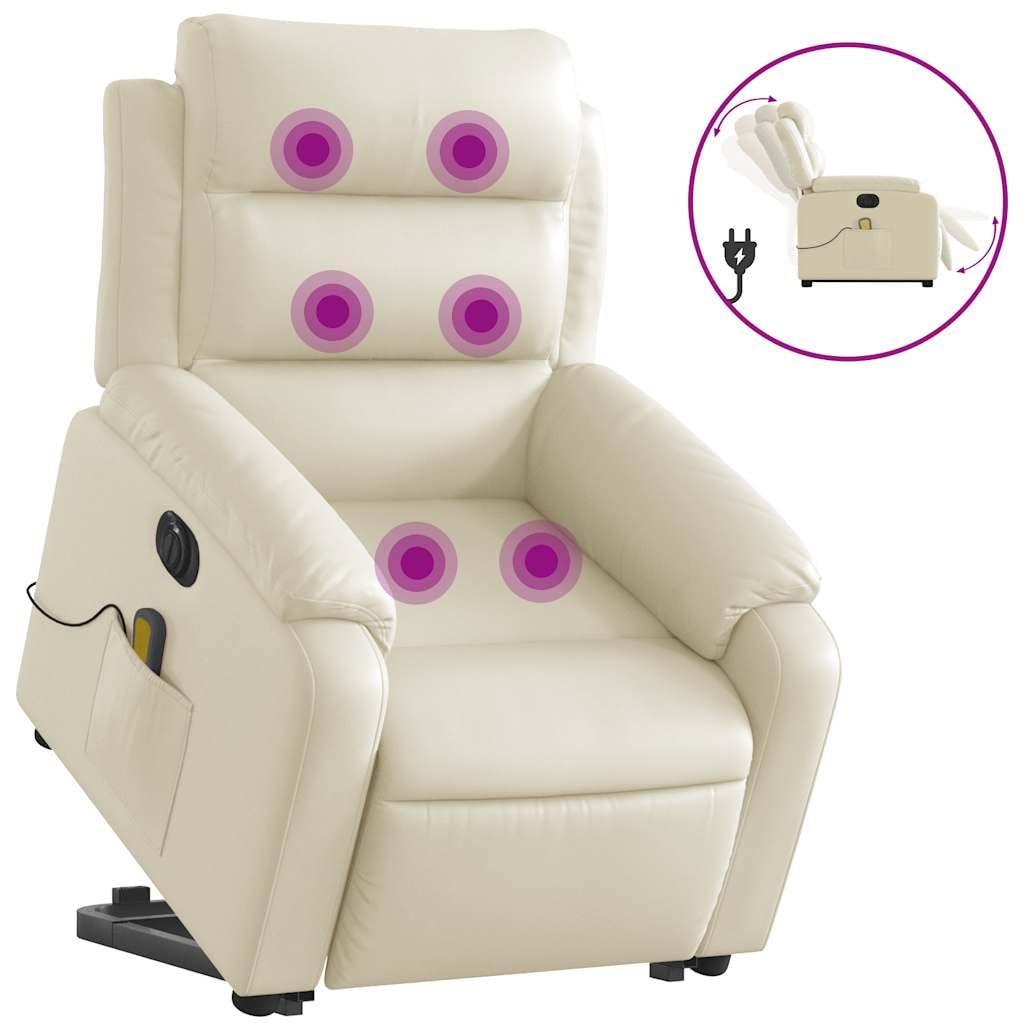 Sillón elevador eléctrico reclinable con masaje por vibración, 6 puntos de masaje, función elevación e inclinación 135°, estructura estable de madera y metal,