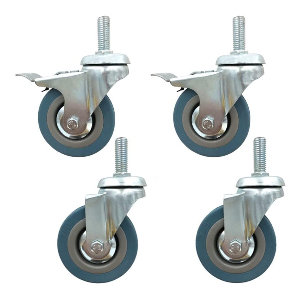 GYEQXKT Heavy Duty 3" Swivel Casters - 75mm Rubber Wheels for Office Furniture & Trolleys 90kg Load Capacity Replacement Castor with 30mm Thread Stem Smooth Mobility
