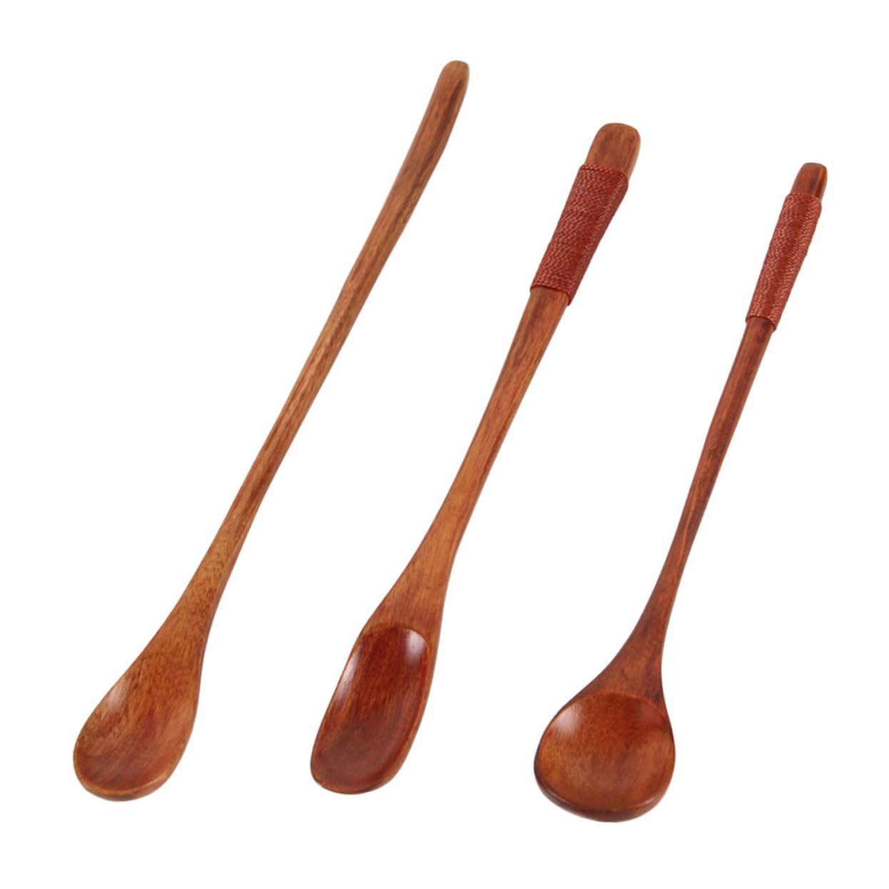 COLLBATH 3Pcs Wooden Spoon Portable Soup Spoons for Food Serving Kitchen Utensils for Home and Restaurants Wood Tableware