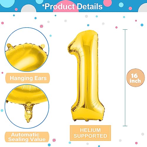 Image of LIOZEOKUN Number Balloons 16 Inch Mylar Foil Number 0-9 Balloons Set for Party Decoration Custom Digital Balloons 10 Pieces Party Supplies(gold)