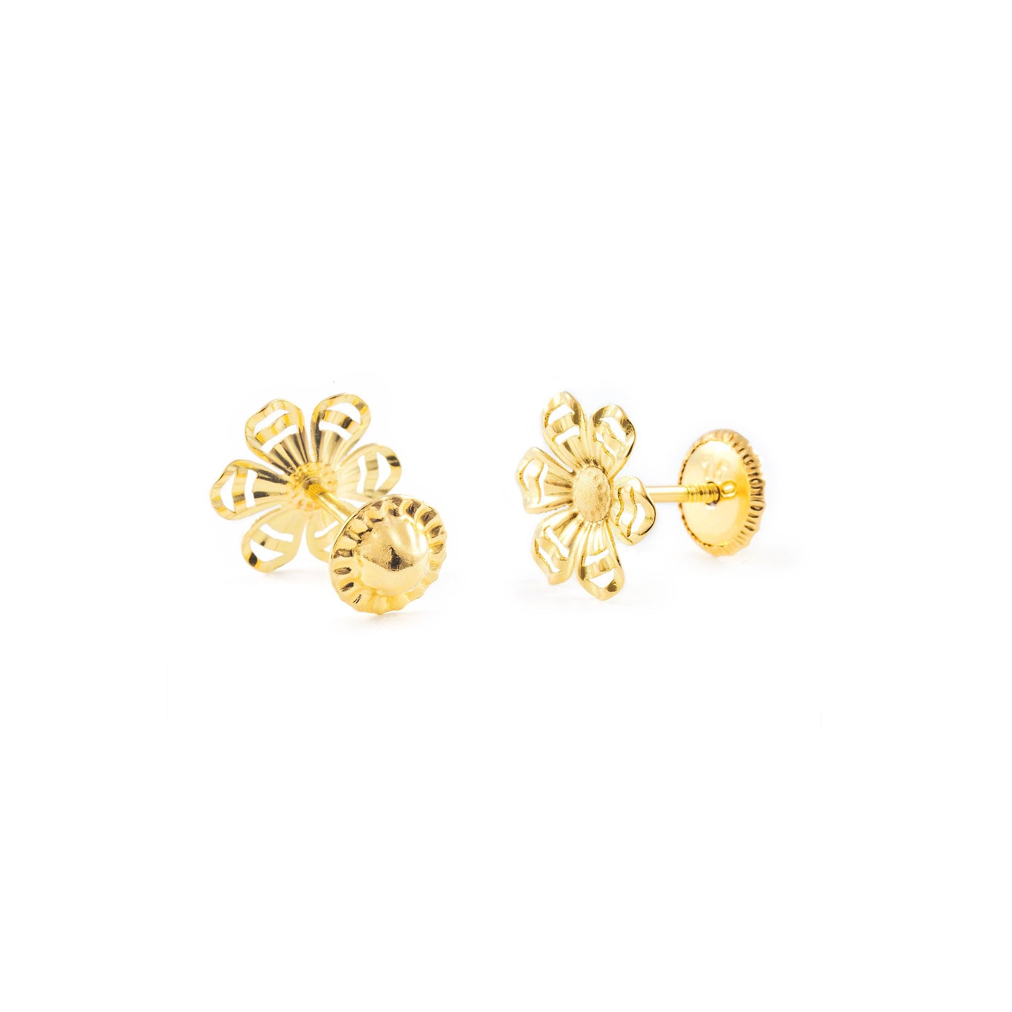 Damen & Kinder Blume Ohrstecker - Gelbgold 18 Karat (750)