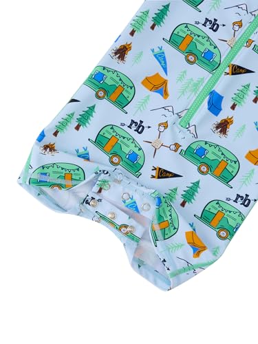 Image of RUGGEDBUTTS Baby /Toddler Boy Swimsuit, One Piece Zipper Rash Guard Sunsuit with UPF 50+ Sun Protection