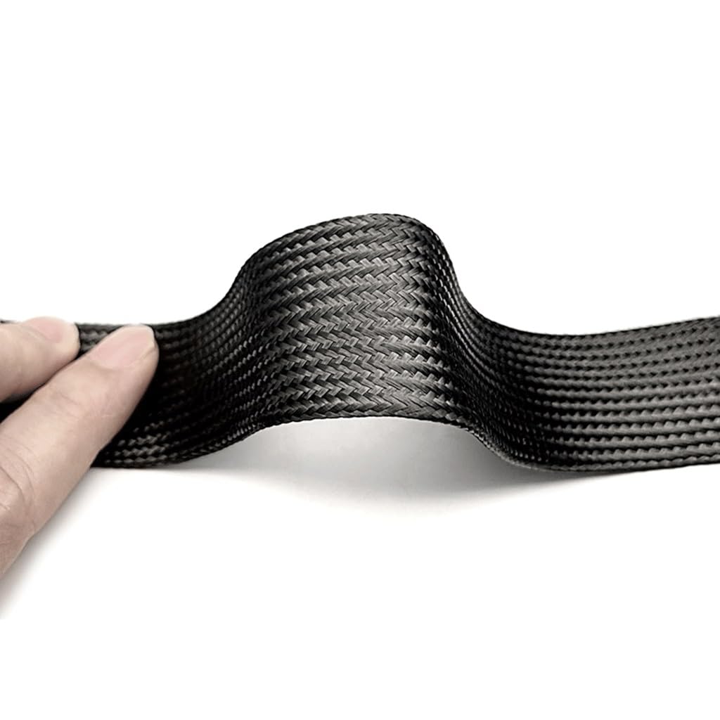 Funda for Cable de Fibra de Carbono Trenzada Negra de Alta Densidad de 5 m - Tubo Flexible de gestión de Cables for electrónica, 1 Unidad(40 mm)