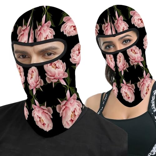 Mascarilla Pasamontañas para Hombre y Mujer con Estampado Peonía, Máscara térmica para frío, para motocicleta y esquí