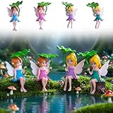 Tashce 4 PCS Mini Elfen Figuren Garten DEK - Feen Tortendeko & Miniatur Feengarten Zubehör - Feen Figuren für Garten, Kuchen, Feenhaus, Geschenk