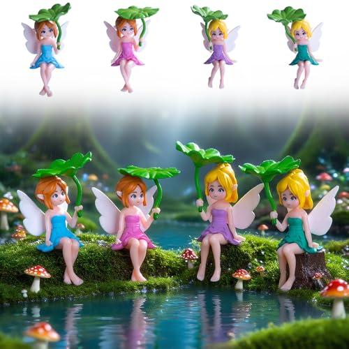 Tashce 4 Stück Mini Elfen Figuren Garten Deko 7cm Feengarten Zubehör