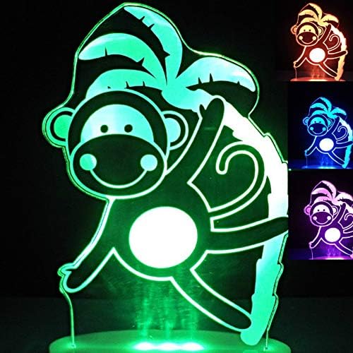 MOLLY HIESON 3D Monkey Gorilla Night Light Table Lamp Decor Table Desk Optical Illusion Lamps 7 Color Changing Lights LED Table Lamp Xmas Home Love Birthday Children Kids Decor Toy Gift