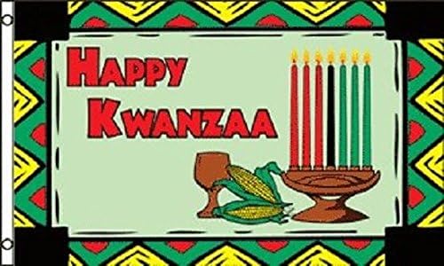 Happy Kwanzaa Flag Holiday Decoration African American Banner Party Pennant 3x5