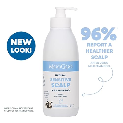Miniatura 2 de MooGoo Paquete de champú y crema de leche natural, para cuero cabelludo propenso a la picazón, seco, eczema, psoriasis y caspa, SLS, silicona,