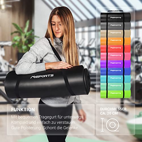 Foto von MSPORTS Gymnastikmatte Premium inkl. Tragegurt + Übungsposter + Workout App I Hautfreundliche Fitnessmatte 190 x 60 x 1,5 cm - Aquamarin - Phthalatfreie Yogamatte