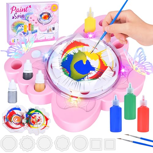 Aragallant Bastelset Mädchen 6 7 8 9 Jahren Malen, Paint Spin Art Machine Kit, Kunst und Handwerk, Farbe Drehkunst Maschinen, Malen Spinner Spielzeuge Sets, Kreative Bastelset Geschenke für Kinder