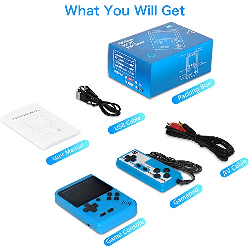 Handheld Game Console, Retro Mini Game Player with 400 Classical FC Games Support Connecting TV & Two Players for Kids Adult Gifts