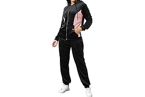 yeaqing Women's Velour: 2 PC Oversize with Pockets, Sport Casual Set