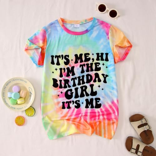 Image of GLIGLITTR Its Me Hi Im The Birthday Girl Shirt Kids Letter Print Birthday Party T-Shirt Outfit for Girls Gift Top 5-10 Years