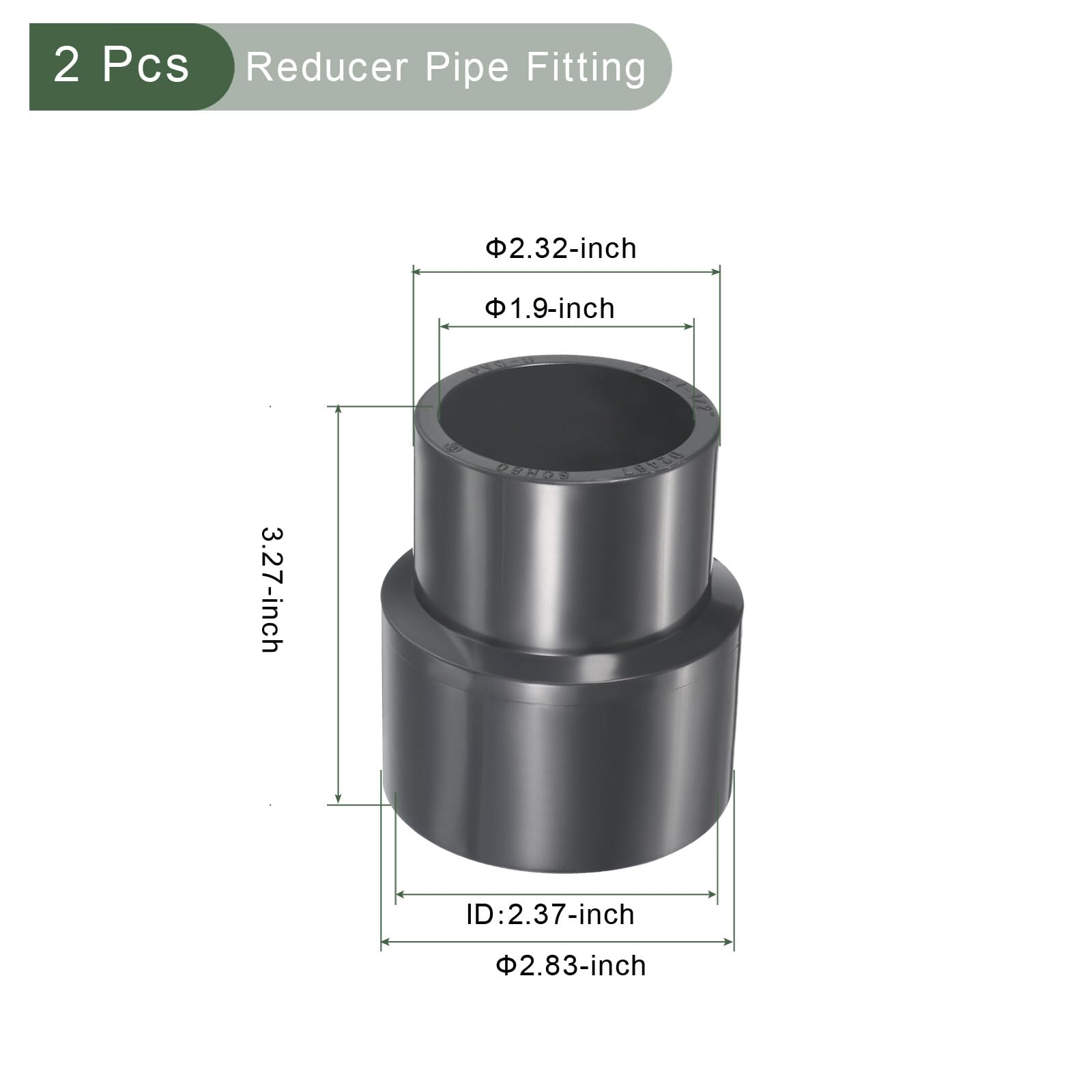 YOKIVE UPVC Reducer Fitting, Straight Adapter Connector Connect Pipe Socket Schedule 80, Great for Bathroom Kitchen - Image 2