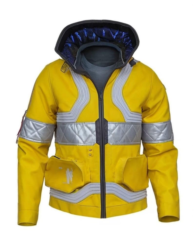 Bexhide Men's Yellow Faux Leather Jacket Classic Edgerunner David Martinez Pu Leather Yellow Cosplay Costume Unisex Jacket