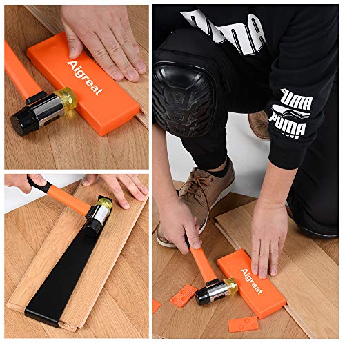 Laminate Wood Flooring Installation kit, Aigreat Wood Flooring kit with Long and Wider Pull Bar,40PCS Spacers,and Reinforced Double Faced Mallet. - Thumbnail 4