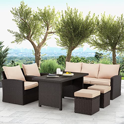 Buy HOMREST 6 Pieces Patio Furniture Sets Clearance, Patio Dining Sofa