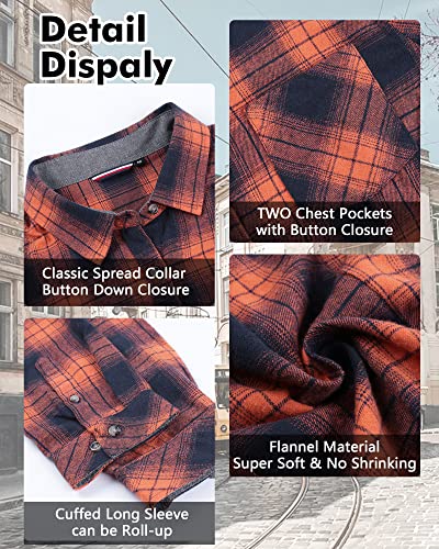 Deer Lady Plaid Flannel Shirts for Women Buffalo Plaid Shirts Oversized Long Sleeve Casual Button Down Blouse Top4