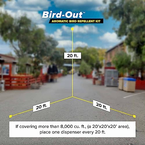 Bird B Gone - Bird-Out Aromatic Bird Repellent Refill Cartridge - Lasts 60 Days - Humane Bird Deterrent Covers 8,000 cu ft (20\'x20\'x20\') - for Patios, Decks, Yards, Etc - Easy & Discreet Solution