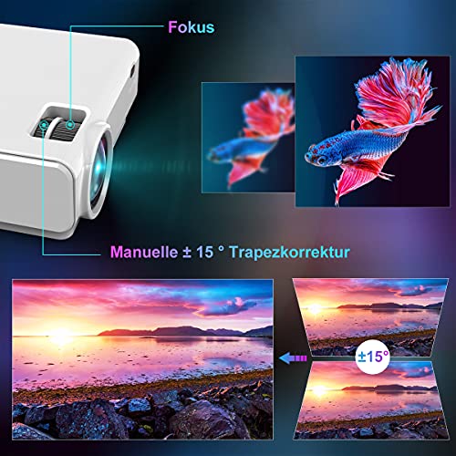 Heimkino Beamer TOPTRO Mini Beamer mit 5G WLAN und Bluetooth