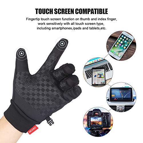 SkyGenius Winter Gloves, Cycling Gloves Riding Gloves Bike Gloves Motorcycles Gloves, Winter Gloves for Men Women, Windproof Waterproof Slip-Proof Gloves Keep Warm in Winter for Outdoor, Large