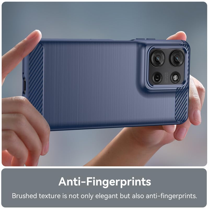 Image of Hybrid Carbon Fiber Back Case for Motorola Moto G75 5G (Blue)