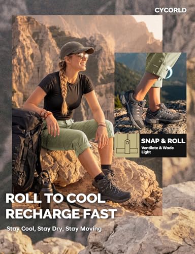 Image of Cycorld Women's-Hiking-Pants-Convertible Quick-Dry-Stretch-Lightweight Zip-Off Outdoor Pants with 5 Deep Pockets