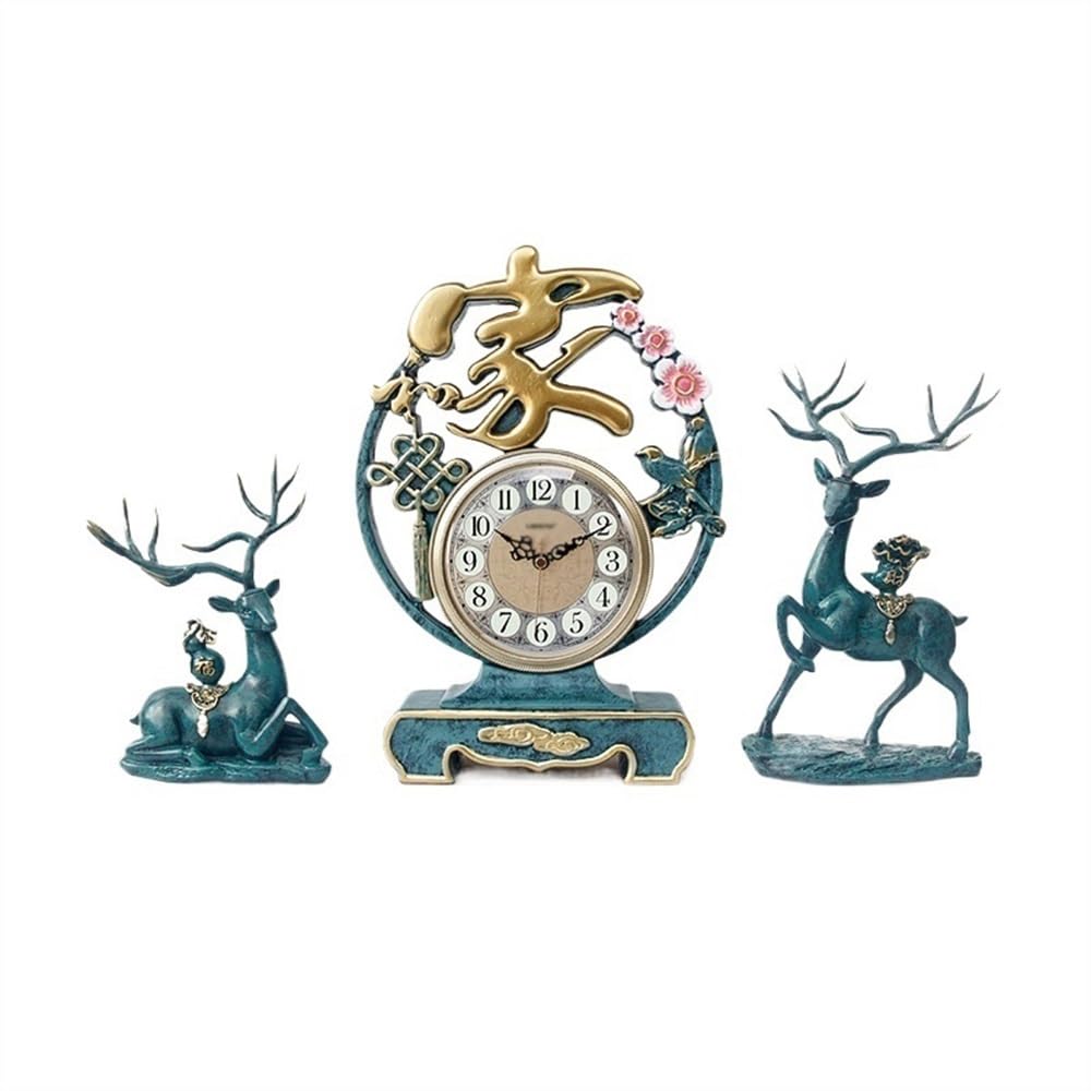 S5b8W3g7 Mantel Clocks Desk Clock Living Room Resin Table Silent Non-Ticking for Decor Bedroom Bedside Shelf Decorate