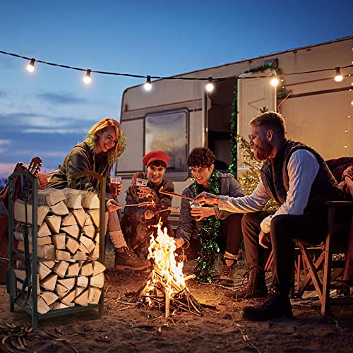 TLSUNNY kaminholzregal Innen, Brennholzregal mit 4 Kaminwerkzeug, Kaminholzständer für Innen und Außen, Feuerholzregal, kaminholzregal metall 75x40x30 cm(HxLxB), Schwarz, belastbar bis 50kg-8