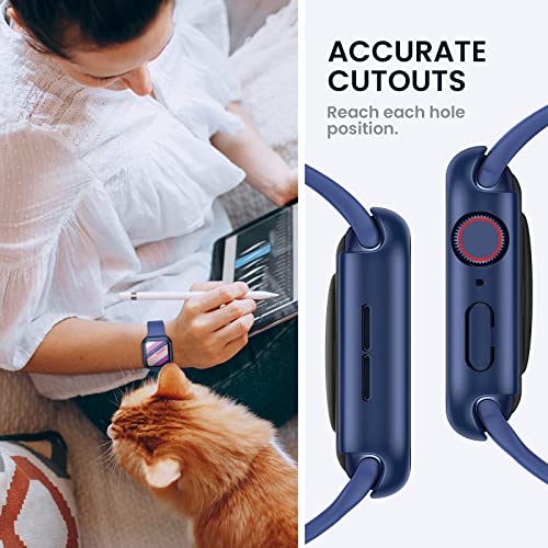 Image of Tensea for Waterproof Apple Watch Screen Protector Case 41mm Series 9 /8 /7 Accessories, iWatch Protective Face Cover with Tempered Glass Film for Women Men, Bumper Case for iPhone Watch 41 mm