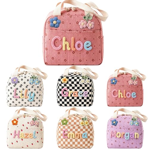 Personalized Corduroy Lunch Bag with Custom Name I...