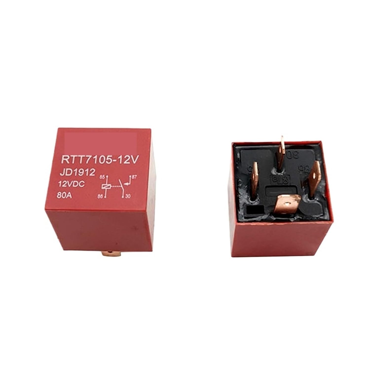 Waterproof Heavy Duty Relay 4/5Pin DC 24V 12V 80A Headlamp Automotive Car Relay(Red 80A 12V 4Pin)