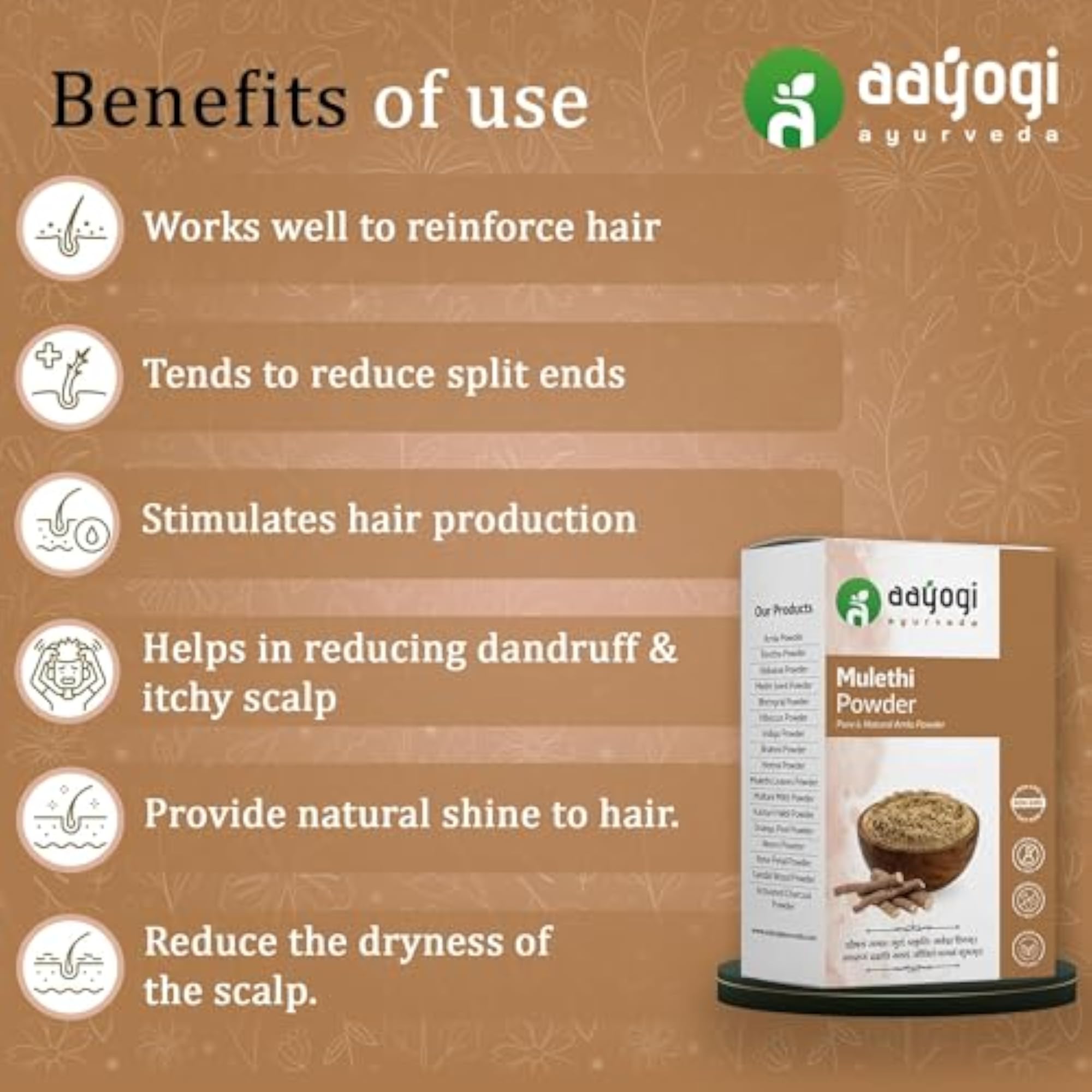 Aayogi Ayurveda Mulethi (Licorice Root) Powder, 100 Grams