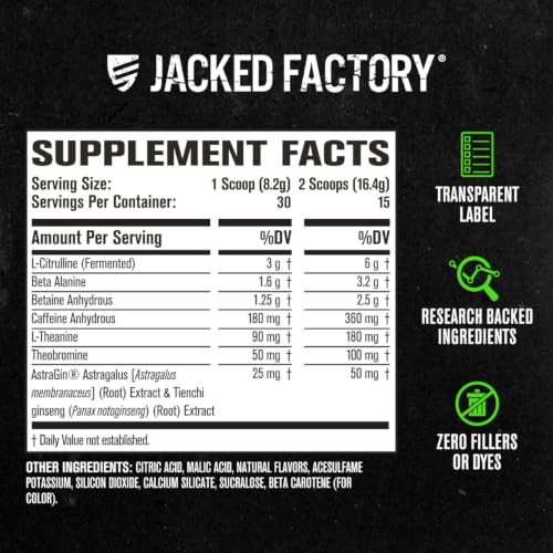 Image of Jacked Factory NITROSURGE Pre Workout Supplement - Endless Energy, Instant Strength Gains, Clear Focus, Intense Pumps - NO Booster & Powerful Preworkout Energy Powder - 30 Servings, Pineapple