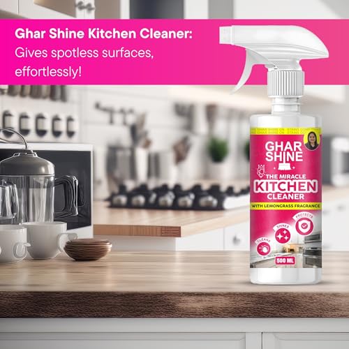 Image of GharShine Kitchen Cleaner Spray 500ML With Lemongrass Fragrance | Removes Tough Oils & Grease Stains | Best Home & Chimney Cleaner Spray | Suitable For Countertops, Stoves, Cabinets & Fans | PK Of 1