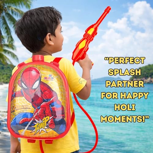Image of GRAPHENE 3.1L Holi Pichkari Red Water Gun for Kids Back Holding Water Tank High Pressure Water Spray Pistol with 100 Balloons Summer Fun Toy Water Gun for Boys & Girls Summer Pool Party