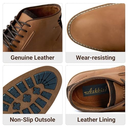 Image of Arkbird Men's Chukka Boots, Leather Ankle Dress Boot Casual Oxfords Lace Up Work Shoes