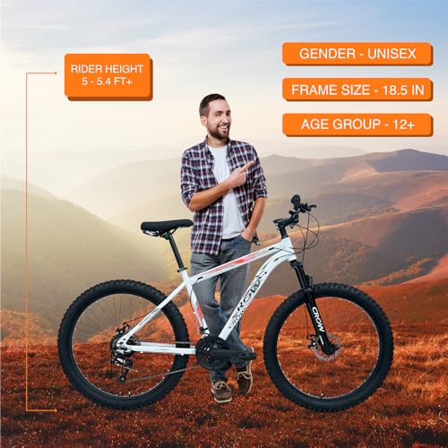 Image of CROW - Atom PRO 21 Speed Gear Cycle | 26 inch T Cycle for Boys 12 to 15 Years | Bicycle for Men Adult | Mountain Bike with Front Suspension & Dual Disc Brakes| Unisex 26 INCH MTB Cycle for Men